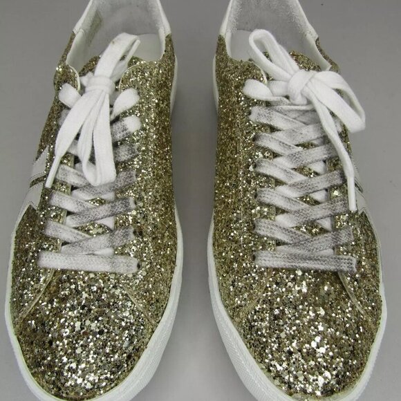 NEW KOIO Fabro Stardust Low Top Sneakers Shoes Gold Glitter Leather Size 7 - Picture 2 of 10